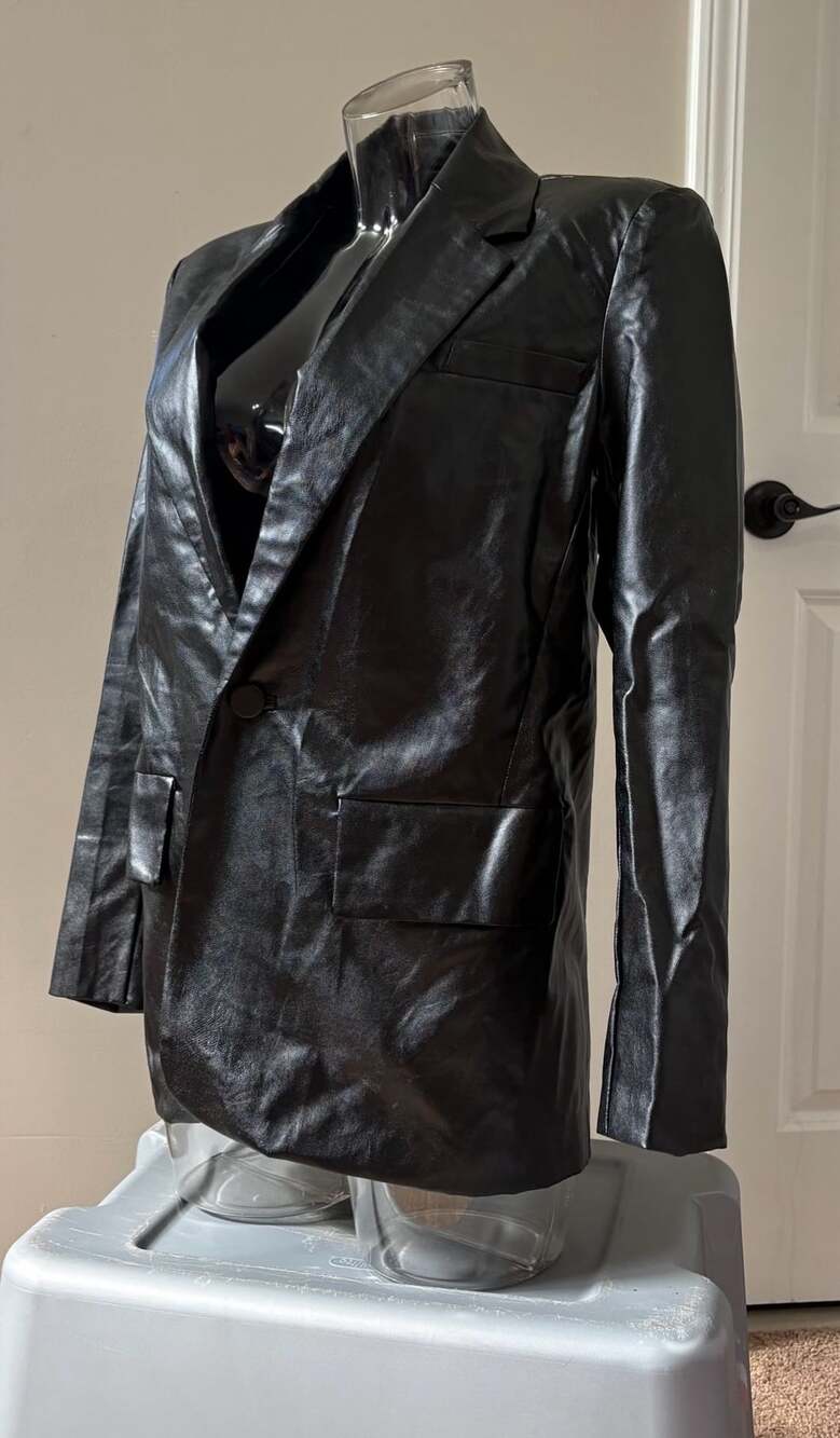 VICI Black Faux Leather Blazer Size Small